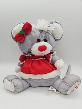 FISHER-PRICE | vintage 1988 80 Puff-A-Lump Christmas mouse Mrs. Clause plush toy